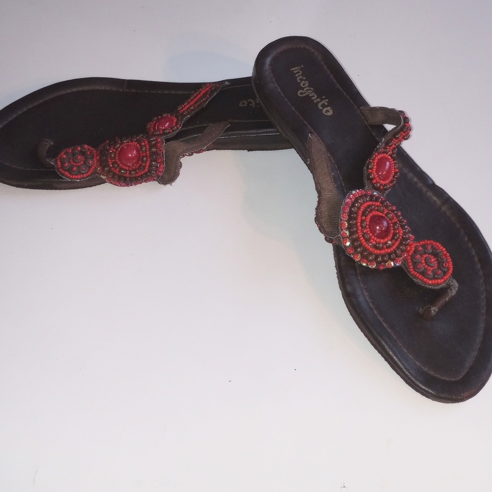 Incognito Women's Brown Designer Flip Flops Size 7.5